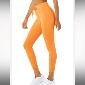 7/8 High-Waist Checkpoint Legging - Neon Apricot